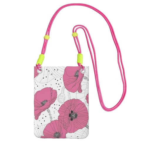 ESNAIUVCD Rosa Blumendruck trägt eine Handytasche diagonal, Crossbody-Tasche, geeignet zum Tragen von Handywechsel, etc, Fuchusia, Einheitsgröße von ESNAIUVCD