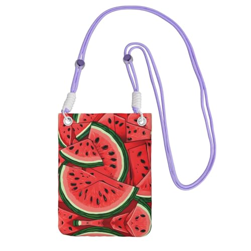 ESNAIUVCD Roter Wassermelonen-Druck, trägt eine Handytasche diagonal, Crossbody-Tasche, geeignet zum Tragen von Handywechsel, etc, violett, Einheitsgröße von ESNAIUVCD