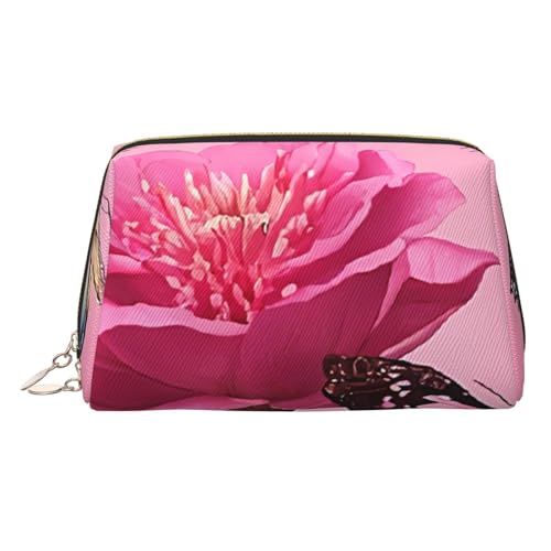 ESNAIUVCD Schöne Make-up-Tasche mit Schmetterlings-Aufdruck, Kosmetiktasche, Damen-Kosmetiktasche aus PU-Leder mit Handschlaufe, Reise-Kulturbeutel, Make-up-Tasche, gold, Einheitsgröße von ESNAIUVCD