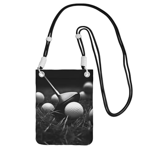 ESNAIUVCD Schwarz-Weiß-Golf-Druck, trägt eine Handytasche diagonal, Crossbody-Tasche, geeignet zum Tragen von Handywechsel, etc, Schwarz , Einheitsgröße von ESNAIUVCD