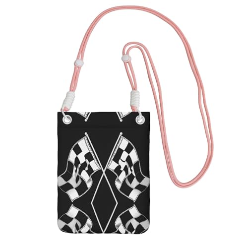 ESNAIUVCD Schwarz-weiße Formel, karierte Flaggen-Muster, tragen Sie eine Handytasche diagonal, Crossbody-Tasche, geeignet zum Tragen von Handywechsel, etc, rose, Einheitsgröße von ESNAIUVCD