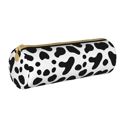 ESNAIUVCD Schwarzes Federmäppchen aus Leder mit Leopardenmuster, zylindrischer Reißverschluss, hochwertiges PU-Leder, multifunktionale Schreibwarenaufbewahrung, geeignet für Studenten, weiß, von ESNAIUVCD
