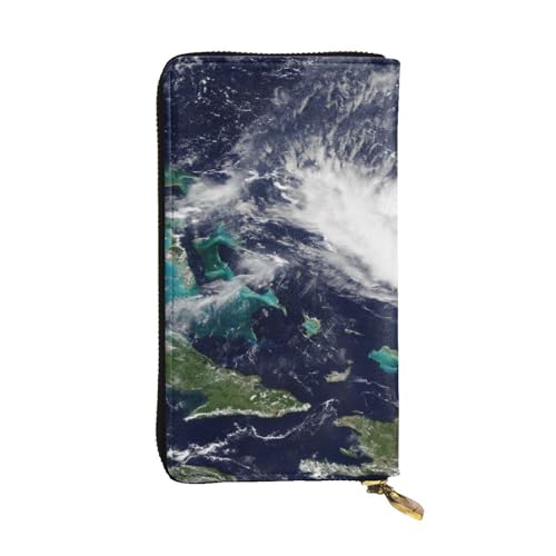 ESNAIUVCD Sea Print Echtes Leder Damen Herren Geldbörsen Multifunktions Clutch Geldbörse Reißverschluss Groß Reise Handy Lange Geld Geldbörsen, Schwarz , Einheitsgröße von ESNAIUVCD
