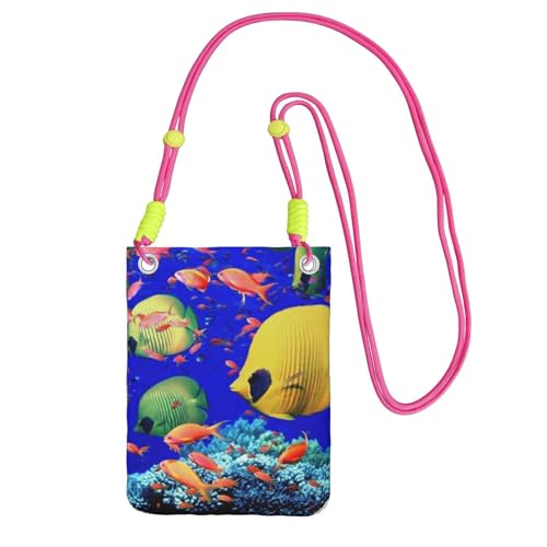 ESNAIUVCD Seefisch-Aufdruck trägt eine Handytasche diagonal, Crossbody-Tasche, geeignet zum Tragen von Handywechsel, etc, Fuchusia, Einheitsgröße von ESNAIUVCD