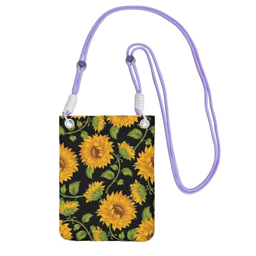 ESNAIUVCD Sonnenblumenmuster-Druck, trägt eine Handytasche diagonal, Crossbody-Tasche, geeignet zum Tragen von Handywechsel, etc, violett, Einheitsgröße von ESNAIUVCD
