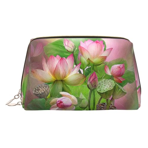 ESNAIUVCD Spirit of the Lotus Make-up-Tasche, Kosmetiktasche, Damen-Kosmetiktasche aus PU-Leder mit Handschlaufe, Reise-Kulturbeutel, Make-up-Tasche, gold, Einheitsgröße von ESNAIUVCD