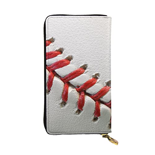 ESNAIUVCD Sportball-Druck, echtes Leder, Damen, Herren, Geldbörse, Multifunktions-Clutch, Reißverschluss, große Reise-Handy, lange Geldbörse, Schwarz , Einheitsgröße von ESNAIUVCD