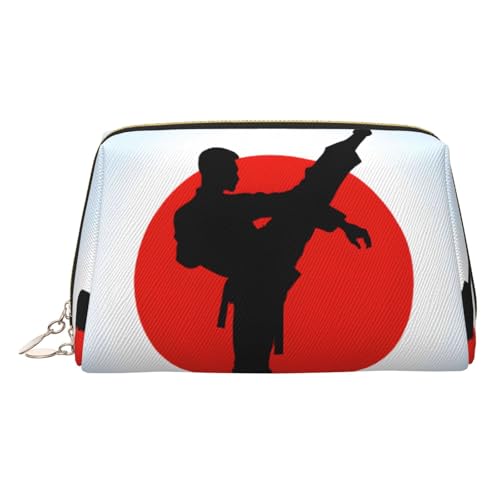 ESNAIUVCD Taekwondo-Design-Make-up-Tasche, Kosmetiktasche, Damen-Kosmetiktasche aus PU-Leder mit Handschlaufe, Reise-Kulturbeutel, Make-up-Tasche, gold, Einheitsgröße von ESNAIUVCD