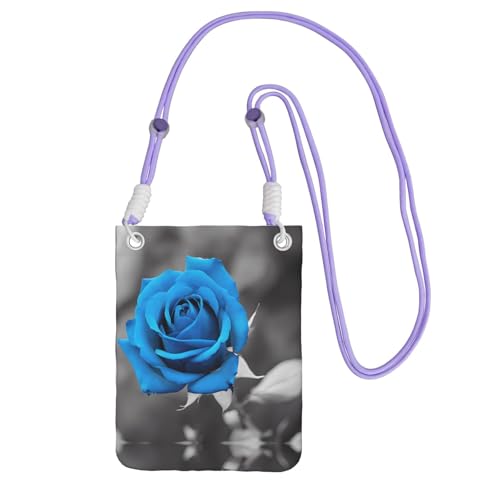 ESNAIUVCD Tragetasche mit blauem Rosenmuster, diagonal, Crossbody-Tasche, geeignet zum Tragen von Handywechsel, etc, violett, Einheitsgröße ESNAIUVCD Tragetasche mit blauem Rosenmuster, diagonal, Crossbody-Tasche, geeignet zum Tragen von Handywechsel, etc, violett, Einheitsgröße von ESNAIUVCD