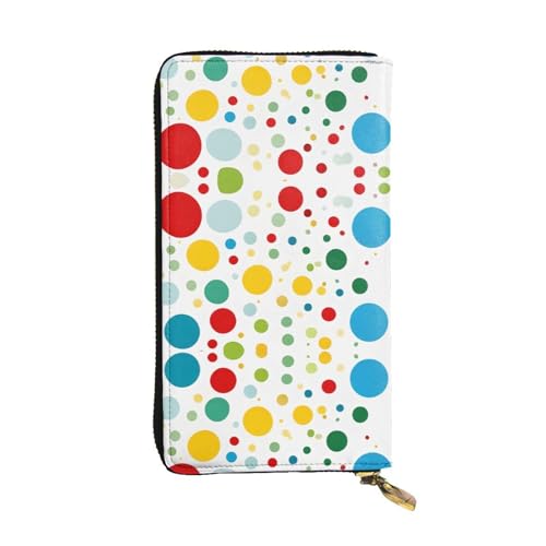 ESNAIUVCD Twister Polka Dots Print Echtes Leder Damen Herren Geldbörsen Multifunktions Clutch Geldbörse Reißverschluss Groß Reise Handy Lange Geld Geldbörsen, Schwarz , Einheitsgröße von ESNAIUVCD