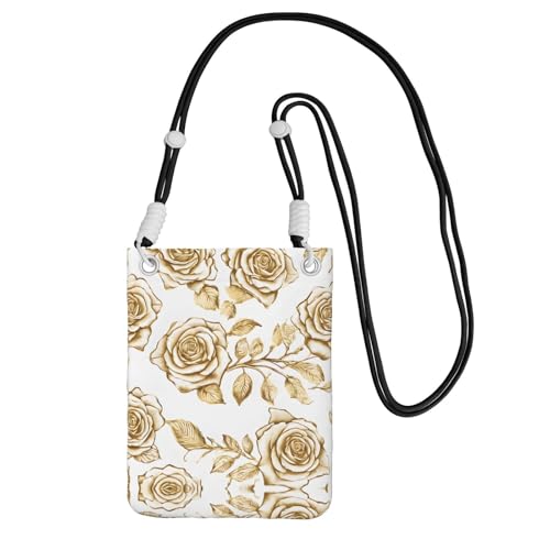 ESNAIUVCD Viele goldene Blumendrucke tragen eine Handytasche diagonal, Crossbody-Tasche, geeignet zum Tragen von Handywechsel, etc, Schwarz , Einheitsgröße ESNAIUVCD Viele goldene Blumendrucke tragen eine Handytasche diagonal, Crossbody-Tasche, geeignet zum Tragen von Handywechsel, etc, Schwarz , Einheitsgröße von ESNAIUVCD