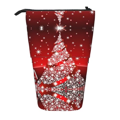 ESNAIUVCD Weihnachtsdekoration, Hintergrunddruck, personalisierbar, einziehbares Federmäppchen, personalisierbar, mit Unterschrift, für Studenten, Kinder, Erwachsene, für Schule, Büro von ESNAIUVCD