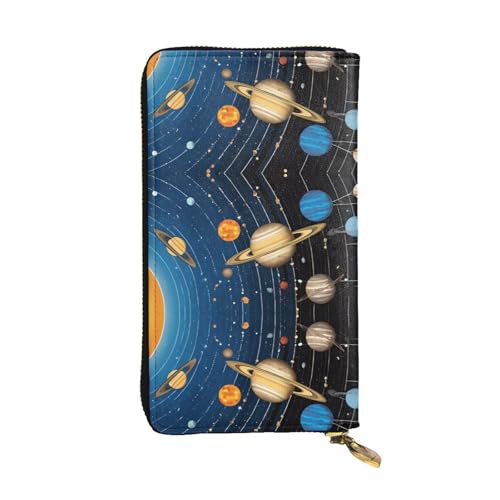 ESNAIUVCD Weltraum Sonnensystem Druck Echtes Leder Damen Herren Geldbörsen Multifunktions Clutch Geldbörse Reißverschluss Groß Reise Handy Lange Geld Geldbörsen, Schwarz , Einheitsgröße von ESNAIUVCD