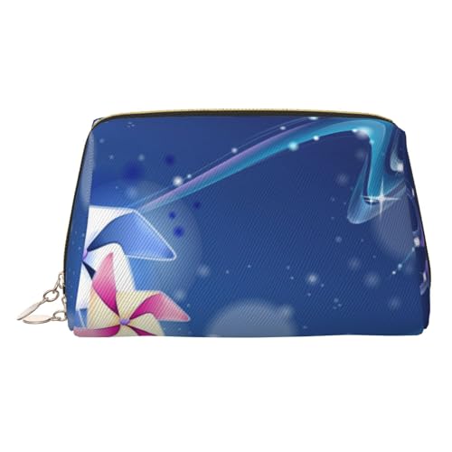 ESNAIUVCD Winnowing Make-up-Tasche mit Maschinenaufdruck, Kosmetiktasche, Damen-Kosmetiktasche aus PU-Leder mit Handschlaufe, Reise-Kulturbeutel, Make-up-Tasche, gold, Einheitsgröße von ESNAIUVCD