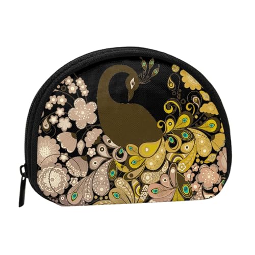 Elegante Mini-Aufbewahrungstasche mit Pfauen-Druck, Muschelform, kleine Münzgeldbörse, Muschel-Aufbewahrungstasche von ESNAIUVCD