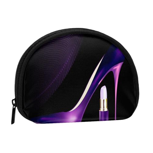 Elegante lila High Heels Print Tragbare Mini Aufbewahrungstasche Muschelförmige Geldbörse Kleine Münzgeldbörse Muschel Aufbewahrungstasche von ESNAIUVCD