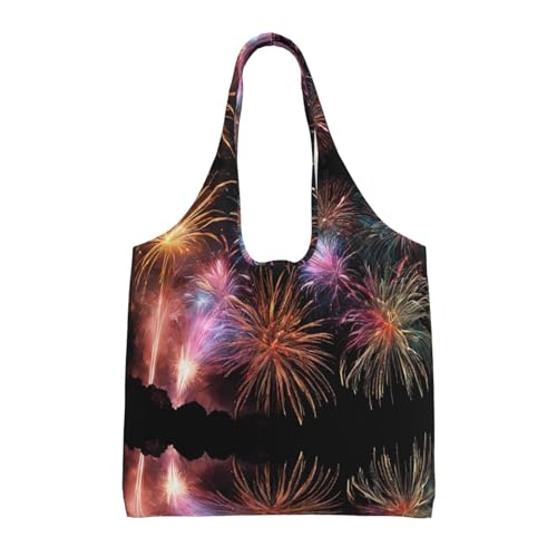 Explosion Firework 3D-Druck Canvas Tote Bag Schultertasche Handtasche Große Kapazität Einkaufstasche, Schwarz , Einheitsgröße von ESNAIUVCD
