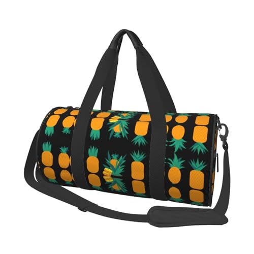 Five Different Pineapple Print Travel Duffel Bag, Foldable Gym Bag Overnight Weekend Bags for Women, Large Holdall Bag Cabin Bag for Sports and Travel, Schwarz , Einheitsgröße von ESNAIUVCD