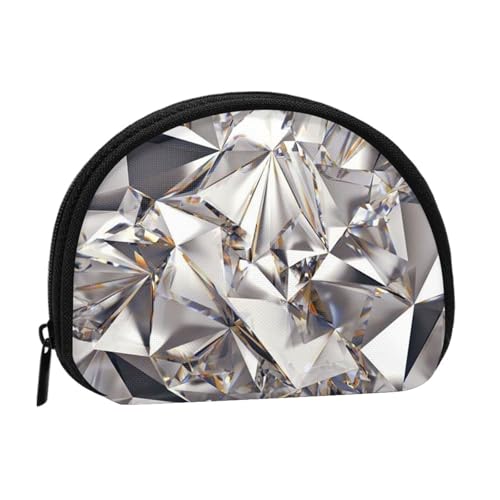 Glitzernde abstrakte Diamant-Kristallmuster-Druck, tragbare Mini-Aufbewahrungstasche, muschelförmige Geldbörse, kleine Münzgeldbörse, Muschel-Aufbewahrungstasche von ESNAIUVCD