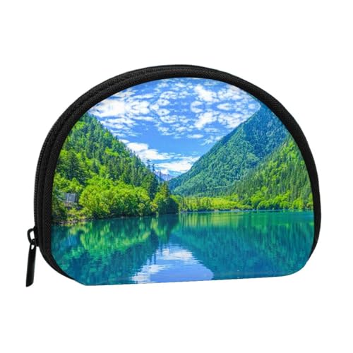 Green Hills and Water Print Portable Mini Storage Bag Shell Shaped Wallet Small Coin Wallet Shell Storage Bag von ESNAIUVCD