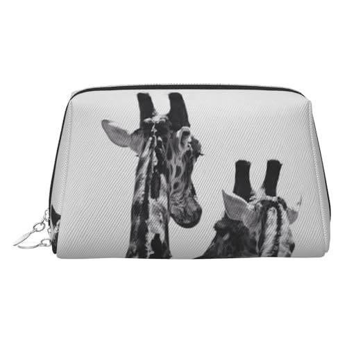 Griaffe Make-up-Tasche, Kosmetiktasche, Damen-Kosmetiktasche aus PU-Leder mit Handschlaufe, Reise-Kulturbeutel, Make-up-Tasche, silber, Einheitsgröße von ESNAIUVCD