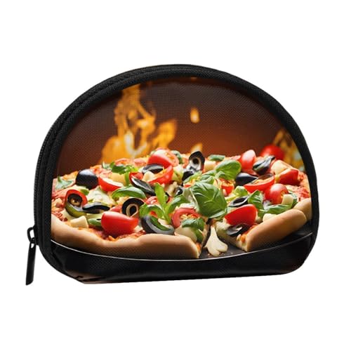 Große tragbare Mini-Aufbewahrungstasche mit Pizza-Druck, Muschelform, kleine Münzgeldbörse, Muschel-Aufbewahrungstasche von ESNAIUVCD