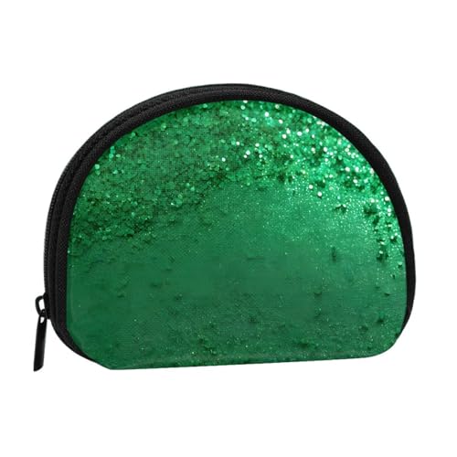 Grüne Pailletten-Glitzer-Druck, tragbare Mini-Aufbewahrungstasche, muschelförmige Geldbörse, kleine Münzgeldbörse, Muschel-Aufbewahrungstasche von ESNAIUVCD
