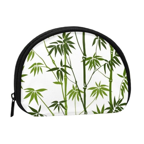 Grüner Bambus-Druck, tragbare Mini-Aufbewahrungstasche, Muschelform, Geldbörse, kleine Münzgeldbörse, Muschel-Aufbewahrungstasche von ESNAIUVCD