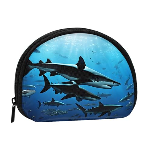 Hammerhead Sharks Print Portable Mini Storage Bag Shell Shaped Wallet Small Coin Wallet Shell Storage Bag von ESNAIUVCD