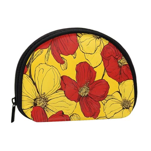 Hübsche Mohnblumen-Druck, tragbare Mini-Aufbewahrungstasche, Muschelform, kleine Münzgeldbörse, Muschel-Aufbewahrungstasche von ESNAIUVCD