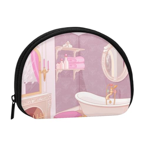 Innere des Badezimmers bedruckte tragbare Mini-Aufbewahrungstasche in Muschelform, kleine Münzgeldbörse, Muschel-Aufbewahrungstasche von ESNAIUVCD