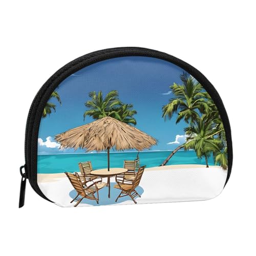 Jamaica Beach Print Tragbare Mini-Aufbewahrungstasche Muschelförmige Geldbörse Kleine Münzgeldbörse Muschel Aufbewahrungstasche von ESNAIUVCD