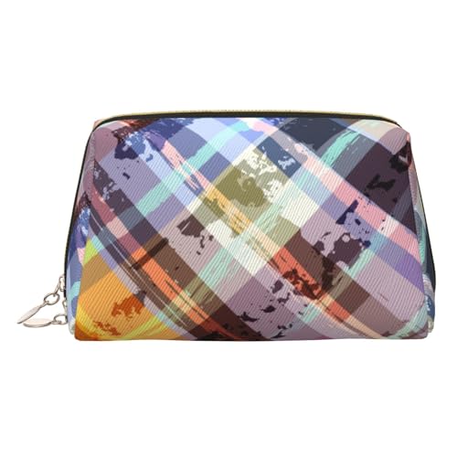 Kosmetiktasche aus farbigem Köpergitter, Kosmetiktasche, Damen-Kosmetiktasche aus PU-Leder mit Handschlaufe, Reise-Kulturbeutel, Make-up-Tasche, gold, Einheitsgröße von ESNAIUVCD