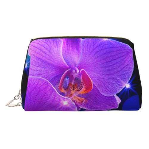 Kosmetiktasche mit Blumendruck, PU-Kunstleder, mit Handschlaufe, Reise-Kulturbeutel, Make-up-Tasche, gold, Einheitsgröße von ESNAIUVCD