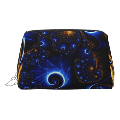 Kosmetiktasche mit klassischem blauem Druck, für Damen, PU-Leder, Kosmetiktasche mit Handschlaufe, Reise-Kulturbeutel, Make-up-Tasche, silber, Einheitsgröße von ESNAIUVCD