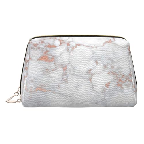 Kosmetiktasche mit weißem Marmor-Roségold-Druck, Kosmetiktasche für Damen, PU-Leder, Kosmetiktasche mit Handschlaufe, Reise-Kulturbeutel, Make-up-Tasche, gold, Einheitsgröße von ESNAIUVCD