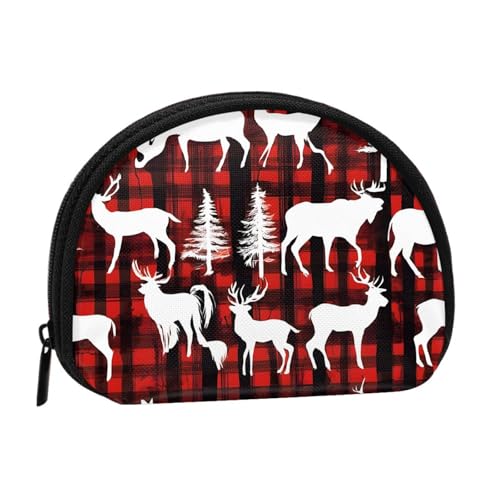 Kuh Hirsch Baum Weihnachten Druck Tragbare Mini Aufbewahrungstasche Muschelförmige Geldbörse Kleine Münzgeldbörse Muschel Aufbewahrungstasche von ESNAIUVCD