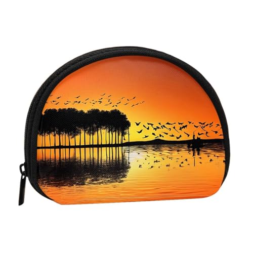 Lake Guitar Reflection Print Portable Mini Storage Bag Shell Shaped Wallet Small Coin Wallet Shell Storage Bag von ESNAIUVCD