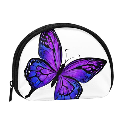 Lila Schmetterling bedruckt tragbar Mini Aufbewahrungstasche Muschelförmige Geldbörse Kleine Münzgeldbörse Muschel Aufbewahrungstasche von ESNAIUVCD