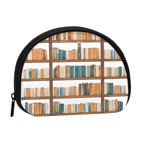 Lustige Bücherregale Sammlung und Leiteraufdruck, tragbare Mini-Aufbewahrungstasche, Muschelform, kleine Münzgeldbörse, Muschel-Aufbewahrungstasche von ESNAIUVCD