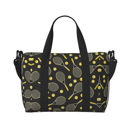 Lustiger Turnbeutel für Tennisschläger und Tennisbälle, für Damen, Wochenendtasche, Übernachtungstasche, persönliche Tasche, Schultertasche für Damen und Herren, Einheitsgröße, Schwarz , Einheitsgröße von ESNAIUVCD
