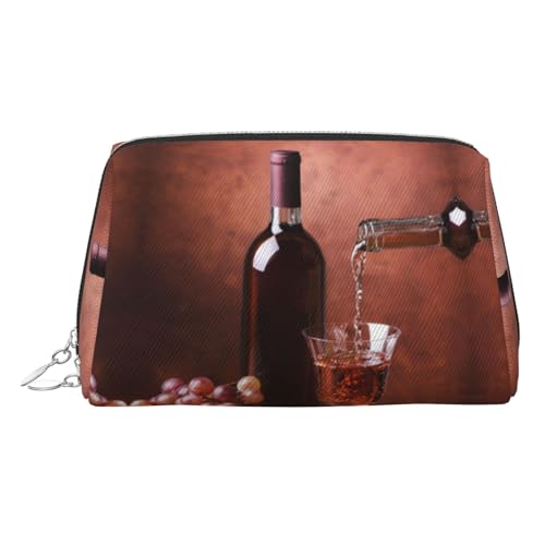 Make-up-Tasche für Getränke, Restaurant, bedruckt, Kosmetiktasche, Damen-Kosmetiktasche aus PU-Leder mit Handschlaufe, Reise-Kulturbeutel, Make-up-Tasche, silber, Einheitsgröße von ESNAIUVCD