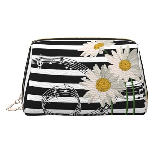 Make-up-Tasche mit Blumendruck, Kosmetiktasche, Damen-Kosmetiktasche aus PU-Leder mit Handschlaufe, Reise-Kulturbeutel, Make-up-Tasche, gold, Einheitsgröße von ESNAIUVCD