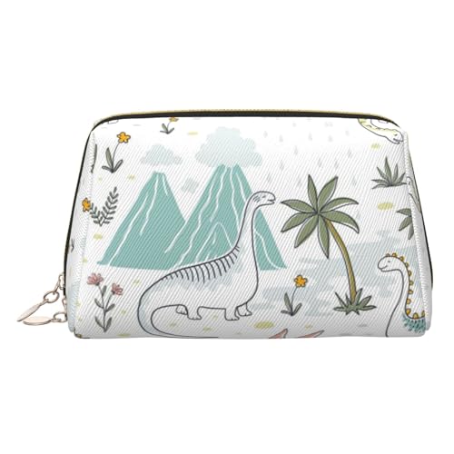 Make-up-Tasche mit Dinosaurier-Motiv, Kosmetiktasche, Damen-Kosmetiktasche aus PU-Leder mit Handschlaufe, Reise-Kulturbeutel, Make-up-Tasche, gold, Einheitsgröße von ESNAIUVCD