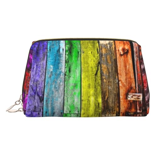 Make-up-Tasche mit Holztafeln, Kosmetiktasche, Kosmetiktasche für Damen, mit Handgelenkschlaufe, Reise-Kulturbeutel, Make-up-Tasche, gold, Einheitsgröße von ESNAIUVCD