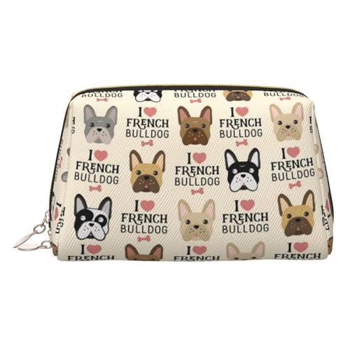 Make-up-Tasche mit Hunde-Aufdruck, Kosmetiktasche, Damen-Kosmetiktasche aus PU-Leder mit Handschlaufe, Reise-Kulturbeutel, Make-up-Tasche, gold, Einheitsgröße von ESNAIUVCD