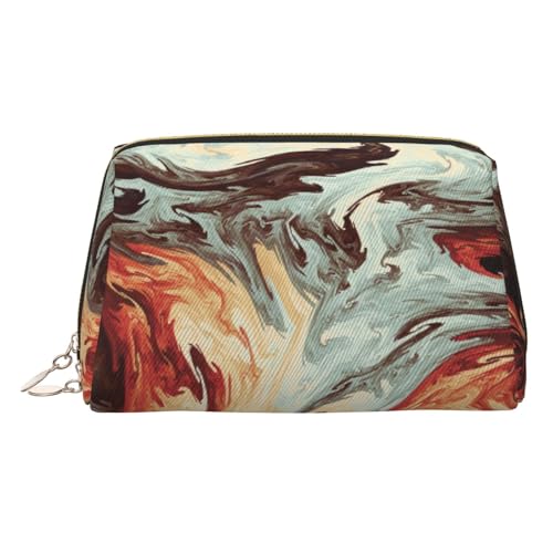 Make-up-Tasche mit Marmor-Motiv, brauner Druck, Kosmetiktasche, Damen-Kosmetiktasche aus PU-Leder mit Handschlaufe, Reise-Kulturbeutel, Make-up-Tasche, gold, Einheitsgröße von ESNAIUVCD