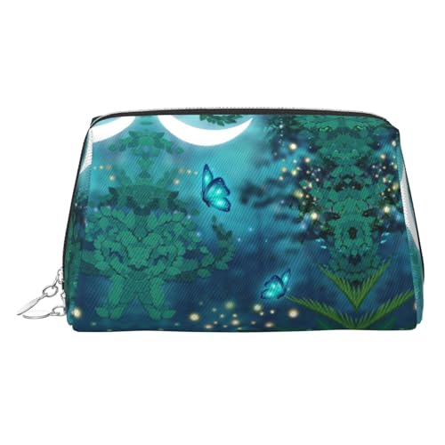 Make-up-Tasche mit Schmetterlingsdruck, für Damen, PU-Leder, Kosmetiktasche mit Handschlaufe, Reise-Kulturbeutel, Make-up-Tasche, silber, Einheitsgröße von ESNAIUVCD