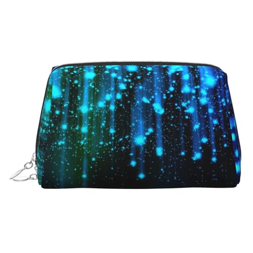 Make-up-Tasche mit Sternen-Aufdruck, Kosmetiktasche, Damen-Kosmetiktasche aus PU-Leder mit Handschlaufe, Reise-Kulturbeutel, Make-up-Tasche, silber, Einheitsgröße von ESNAIUVCD