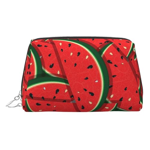 Make-up-Tasche mit Wassermelonen-Druck, Kosmetiktasche, Damen-Kosmetiktasche aus PU-Leder mit Handschlaufe, Reise-Kulturbeutel, Make-up-Tasche, silber, Einheitsgröße von ESNAIUVCD
